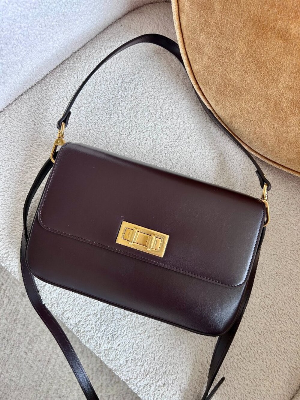 Leo et Violette "Le Duo" Cacao Crossbody Bag - Brown Leather Gold Hardware